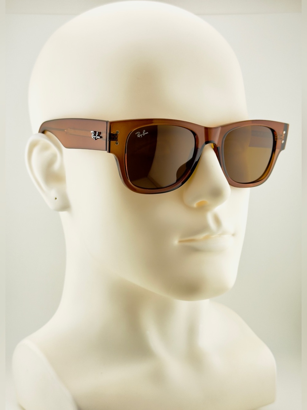Ray-Ban Mega Wayfarer Sunglasses RB0840 Transparent Brown Frame with Brown Lens - Picture 3 of 15